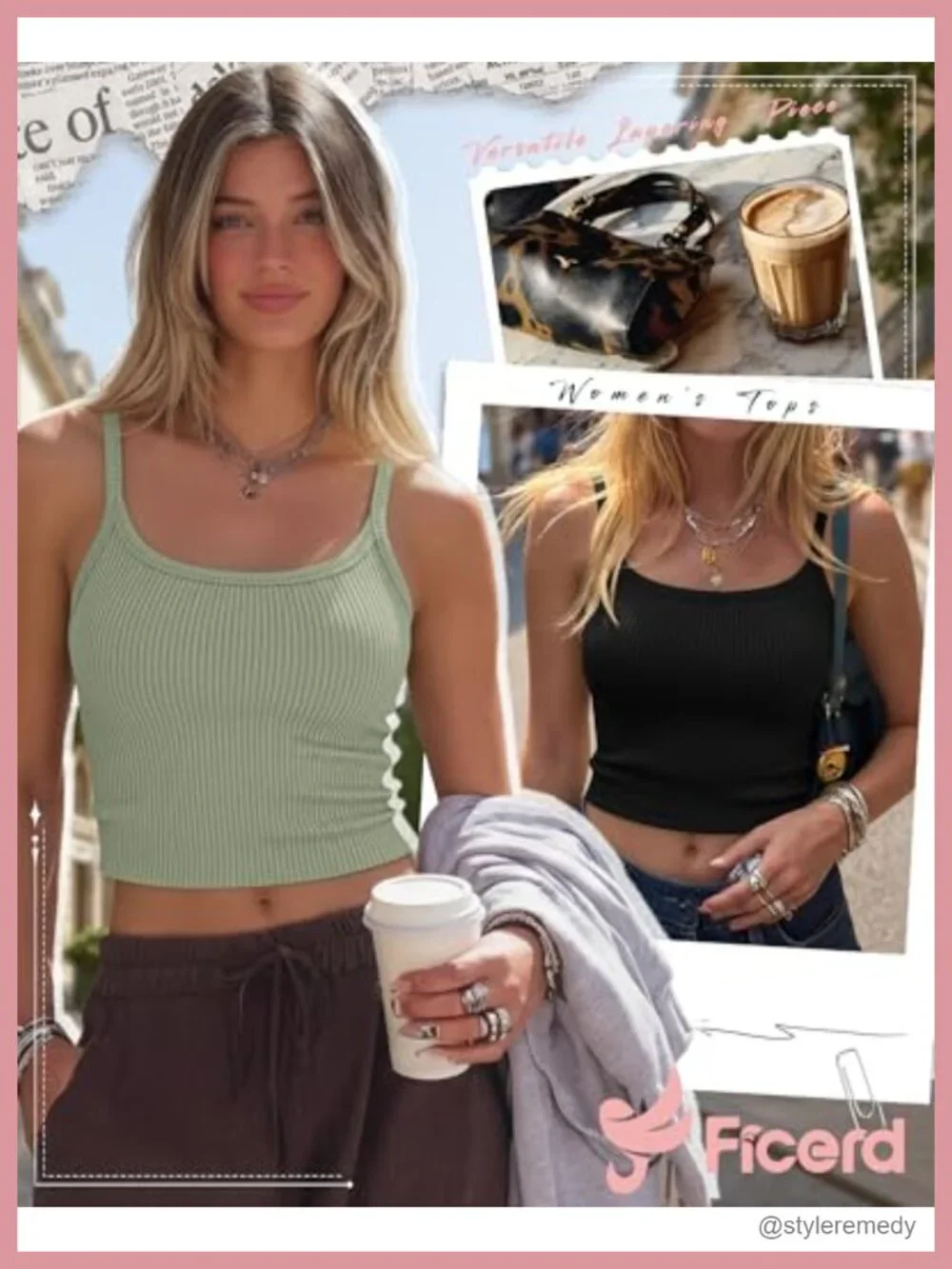 3 Pack Women's Ribbed Cotton Crop Tank Tops Spaghetti Strap Sleeveless Slim Fit